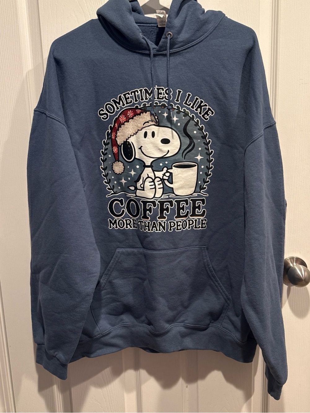 Blue Snoopy Coffee Graphic Hoodie 2X